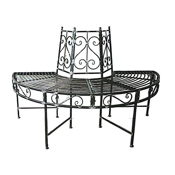 Jardinion Baumbank Halbkreis 124 x 63 x 82cm Metall Anthrazit Rost Optik günstig online kaufen