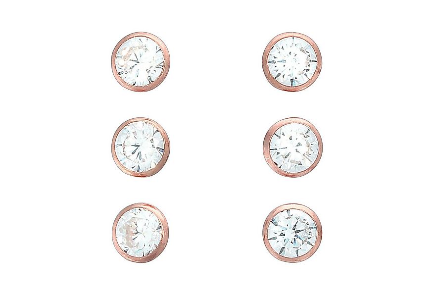 Vivance Paar Ohrstecker 925 Silber rotvergoldet 3er-Set 4mm günstig online kaufen