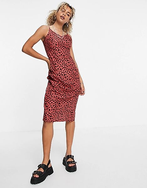 Violet Romance – Midi-Kleid zum Hineinschlüfen mit schmalen Trägern und rot günstig online kaufen