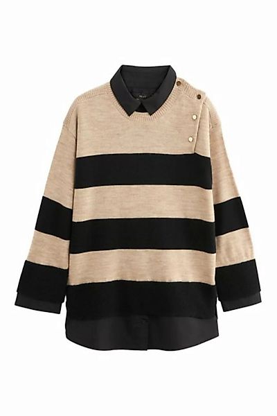Next 2-in-1-Pullover Gestreifter Pullover im Hemd-Lagenlook mit Knöpfen (1- günstig online kaufen