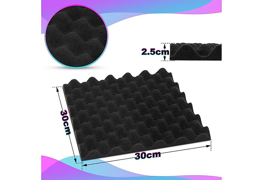 Clanmacy Akustikplatte 24er-Pack Akustikplatte 30x30x2.5cm Wellenmuster Aku günstig online kaufen