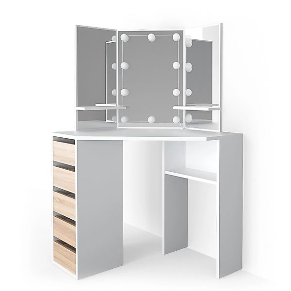 Vicco Schminktisch Arielle, Weiß/Sonoma, 110 cm günstig online kaufen