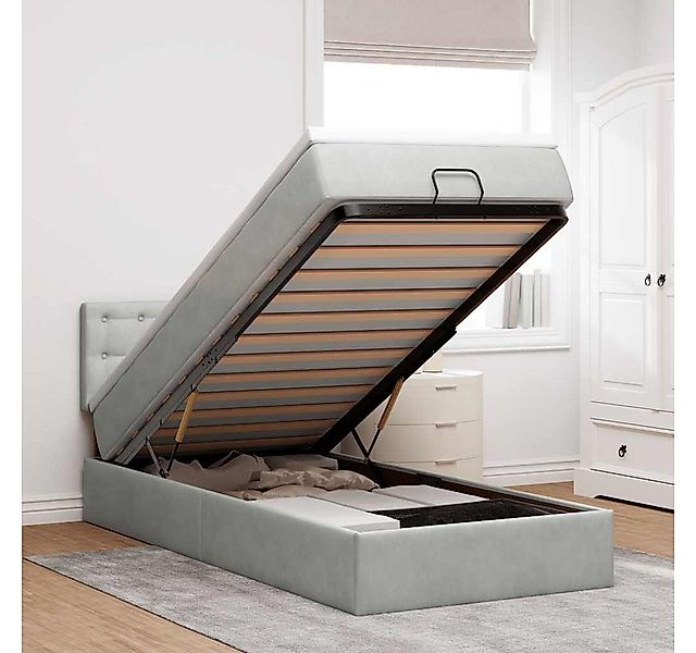 vidaXL Bett, Ottoman-Bett mit Matratze Hellgrau 90x190 cm Samt günstig online kaufen