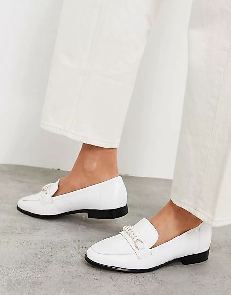 Office – Faxed – Loafer mit Lederbesatz in Weiß günstig online kaufen