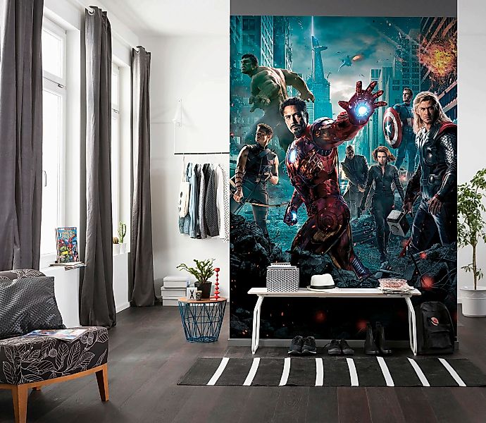 Komar Fototapete »Avengers-Movie-Poster - Größe 184 x 254 cm«, bedruckt, Ki günstig online kaufen