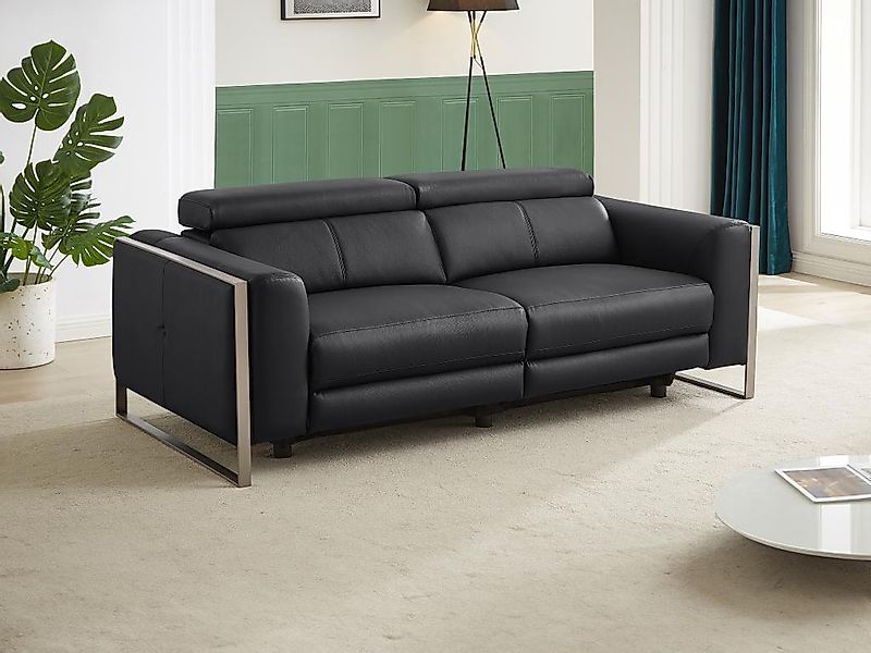 Relaxsofa 3-Sitzer elektrisch - Leder - Schwarz - DAVOLI günstig online kaufen