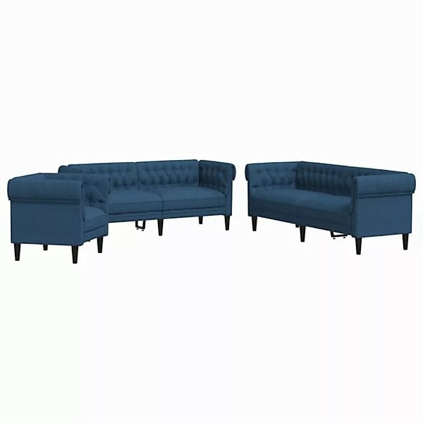 vidaXL Sofa 3-tlg. Sofagarnitur Blau Stoff günstig online kaufen