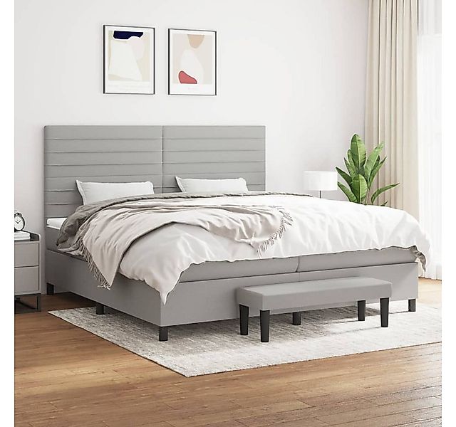 vidaXL Boxspringbett Boxspringbett mit Matratze Hellgrau 200x200 cm Stoff B günstig online kaufen