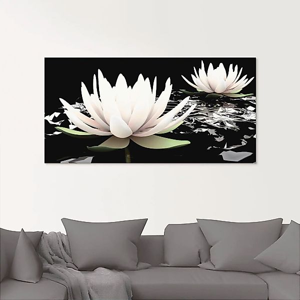 Artland Glasbild "Zwei Lotusblumen auf dem Wasser" Blumen 1 Stk. tlg. in ve günstig online kaufen