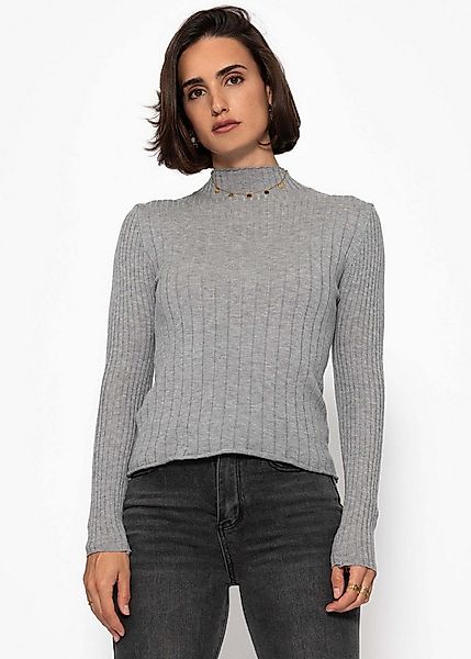 SASSYCLASSY Langarmshirt Rippstrickoberteil mit Stehkragen Damen Figurbeton günstig online kaufen