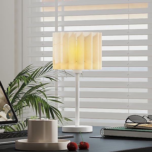 HOMCOM Tischlampe, Tischleuchte mit Wellen-Lampenschirm, E27-Fassung, Knopf günstig online kaufen