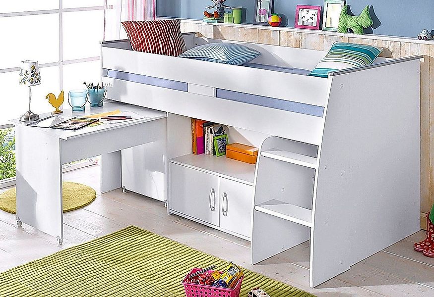 Parisot Hochbett »Reverse«, mit ausziehbaren Schreibtisch, Kommode mit 2 Tü günstig online kaufen