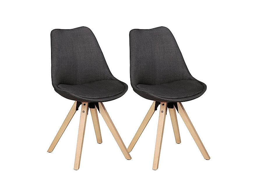 Wohnling 4-Fußstuhl 2er Set Esszimmerstühle LIMA Retro Küchenstühle Stoff A günstig online kaufen