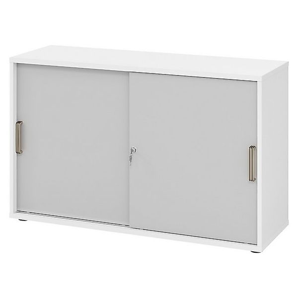 bümö Aktenschrank office Schiebetürenschrank Dekor: Weiß/Grau - Griffe: Str günstig online kaufen