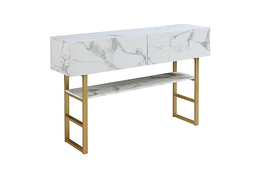 en.casa Konsolentisch, »Varberg« mit 2 Schubladen 75 x 120 x 30 cm Marmorop günstig online kaufen