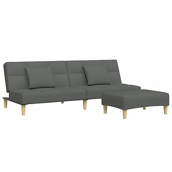 vidaXL Schlafsofa 2-Sitzer mit Fußhocker Dunkelgrau Stoff 3258104 günstig online kaufen