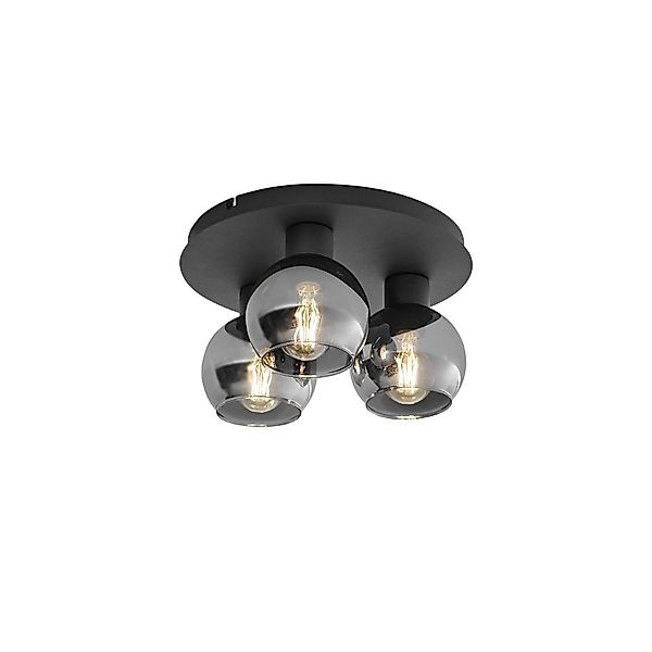 Qazqa Deckenleuchte Vidro, ohne Leuchtmittel, E27, Grau, Art Deco, Glas, 3- günstig online kaufen