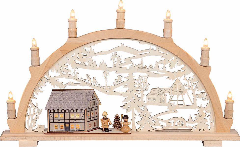 SAICO Original LED Schwibbogen "Lichterbogen, Fachwerkhaus mit Winterkinder günstig online kaufen