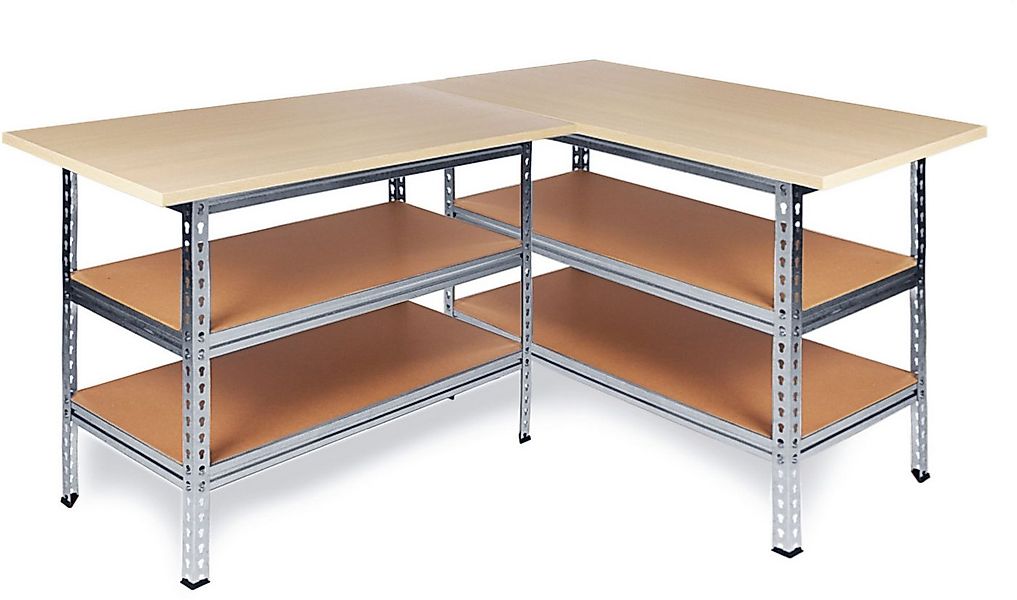 ONDIS24 Werkbank Werkstatt Ecklösung »Sparfuchs«, (2-tlg), 180 x 120 x 85 ( günstig online kaufen