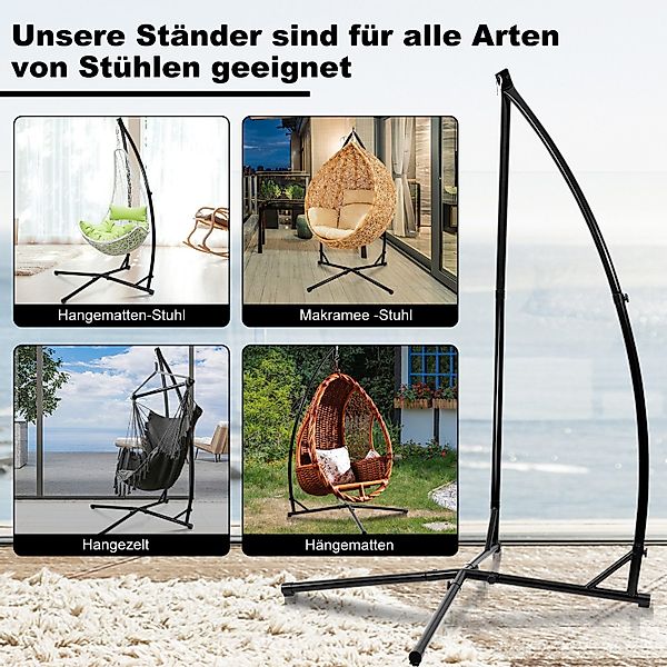 Clanmacy Hängestuhl Hängesesselgestell 110x110x215cm Metall Terrasse günstig online kaufen