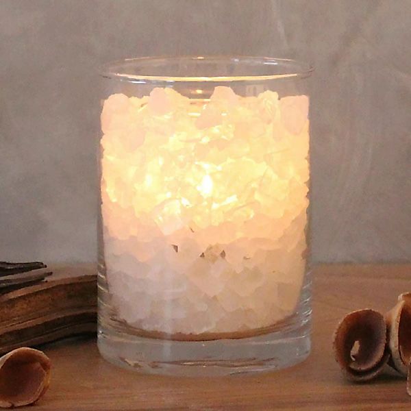 Salzkristall Polarfeuer Glas mit Palmwachs-Kerze günstig online kaufen