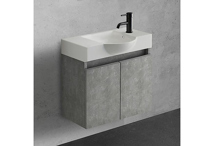 Alpenberger Badmöbel-Set Gäste WC Waschbecken mit Unterschrank 55 cm Breit, günstig online kaufen