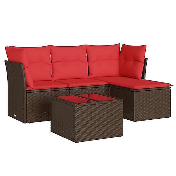 vidaXL 5-Tlg Garten-Sofagarnitur mit Kissen Braun Poly Rattan 3217554 günstig online kaufen