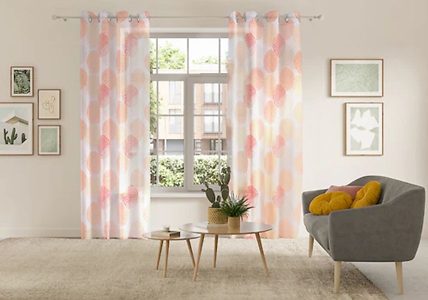 my home Gardine »BELEM« Ösen 1 Stk. tlg. 1 Schal, Polyester, Kreise günstig online kaufen
