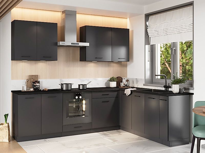 Möbel für Dich Winkelküche Eckküche in L-Form Anika 260x200 cm, 9-teilig, m günstig online kaufen