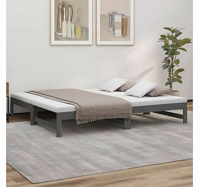 furnicato Bett Tagesbett Ausziehbar Grau 2x(90x190) cm Massivholz Kiefer günstig online kaufen