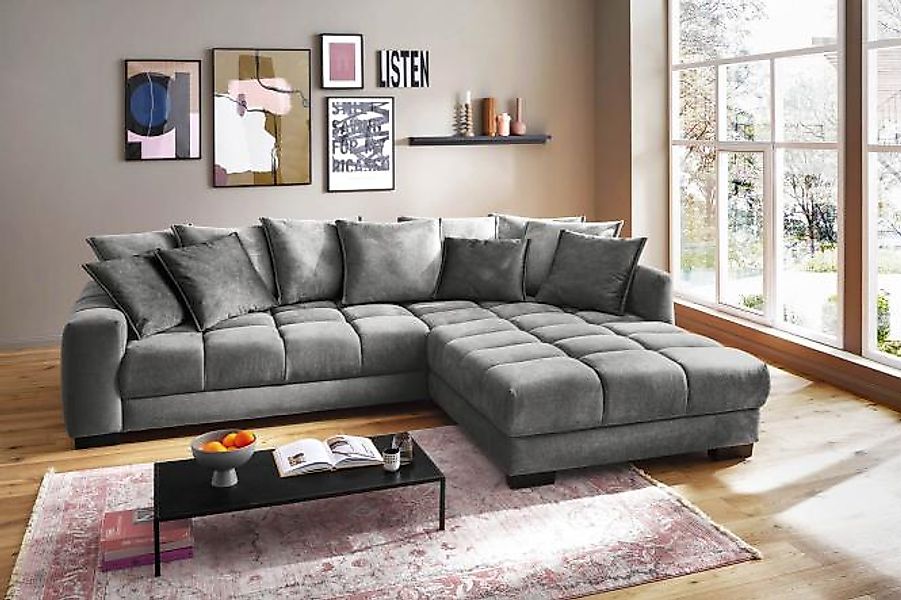 Ecksofa inkl. 7 Rückenkissen variabel montierbar ca. 304x228 cm Anthrazit günstig online kaufen