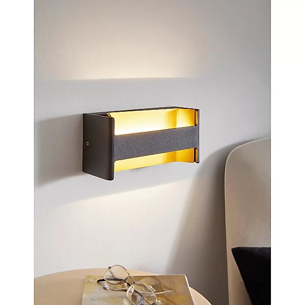 LED-Wandlampe Feloniche in Schwarz/Gold günstig online kaufen