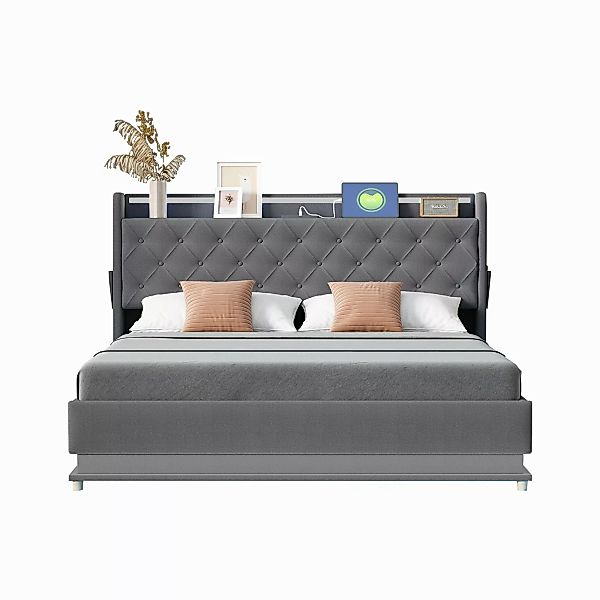 REDOM Polsterbett LED Doppelbett mit USB-Ladeanschluss günstig online kaufen