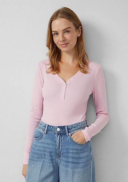 s.Oliver Langarmshirt T-Shirt Geripptes Longsleeve mit Henleyausschnitt günstig online kaufen