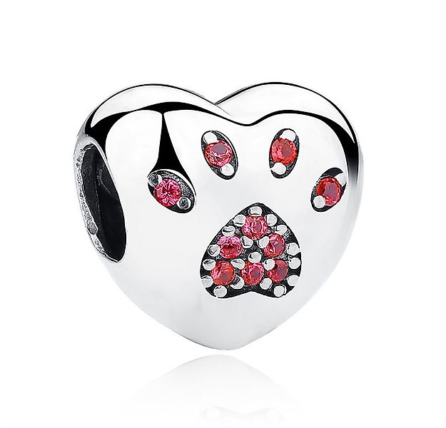 PANDACHARMS Bead Pfötchenherz Rot Charm für Charm Armband, 925er Silber, Zi günstig online kaufen