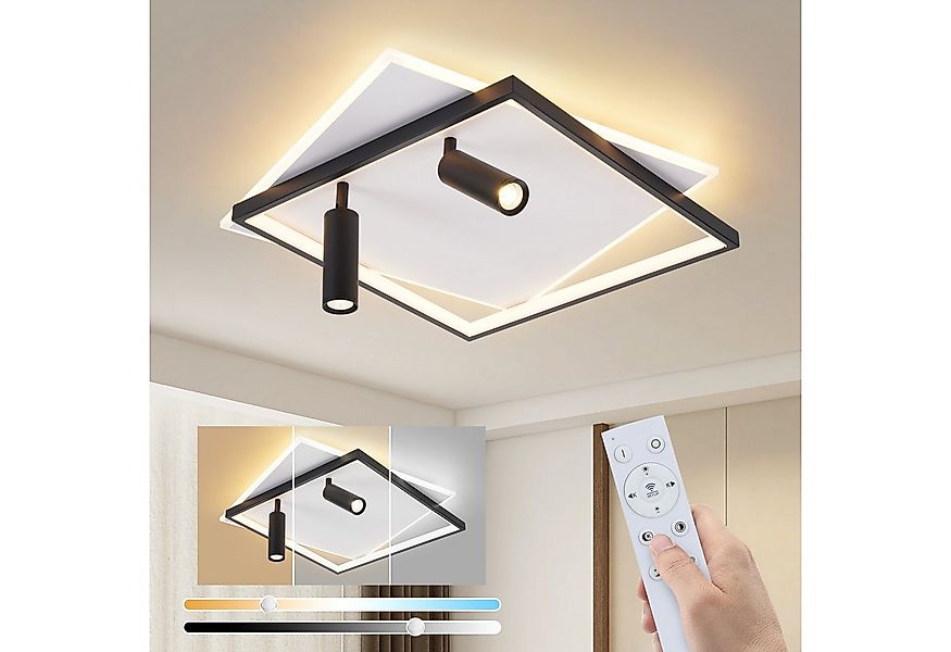 Nettlife LED Deckenleuchte Deckenlampe Schwarz Rund 52W Dimmbar mit 2 Decke günstig online kaufen