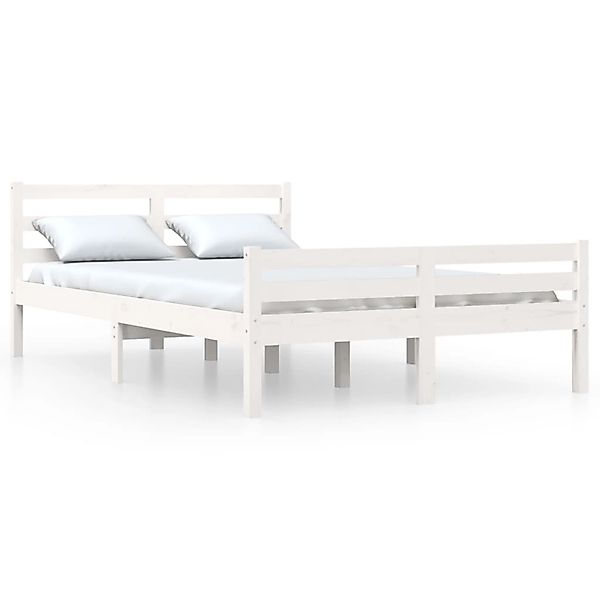 Vidaxl Massivholzbett Weiß 135x190 Cm 4ft6 Double günstig online kaufen