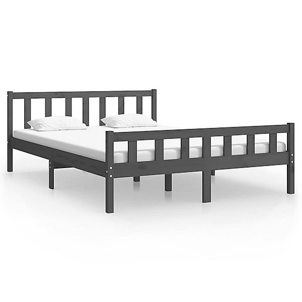 vidaXL Bettgestell, Massivholzbett Grau 150x200 cm günstig online kaufen