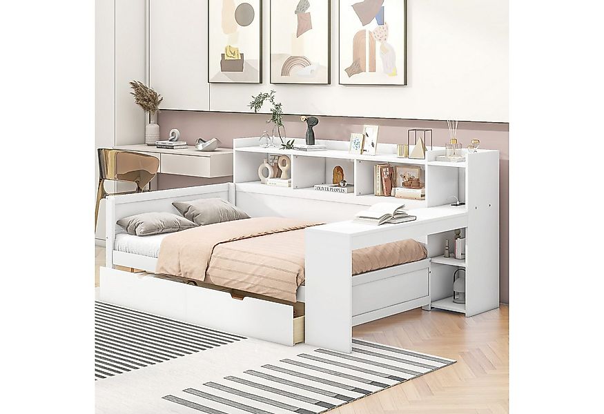 TavilaEcon Stauraumbett mit Steckdose, USB-Anschluss, 2 Schubladen und Schr günstig online kaufen