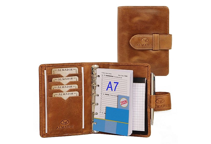 ALMADIH Konferenzmappe Ledermappe A7 Terminplaner Leder Organizer 2026 brau günstig online kaufen