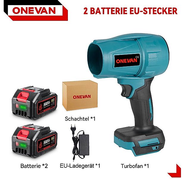 ONEVAN Akku-Laubbläser Turbo Gebläse 360 km/h Jet Fan mit 2 Akuus, Elektris günstig online kaufen