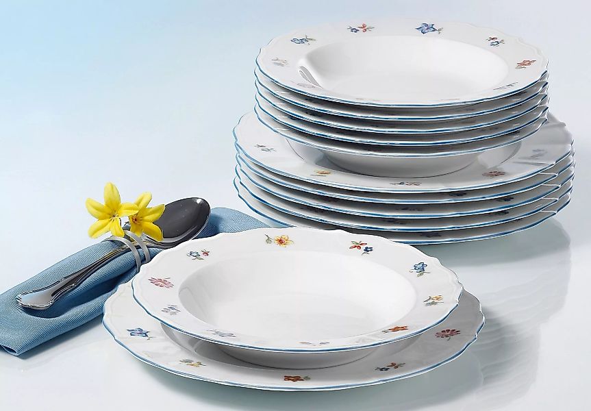 Seltmann Weiden Tafelservice »Teller Set, Geschirr-Set Sonate Streublume«, günstig online kaufen