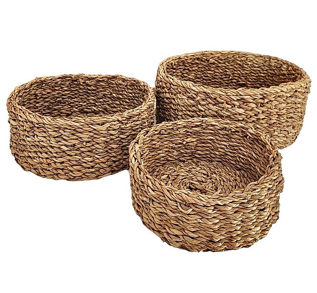 Meinposten Aufbewahrungskorb 3 Körbe runder Korb Seegras Aufbewahrungskorb günstig online kaufen