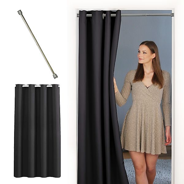 tinycurtains Türvorhang mit Stange silber 55-90 günstig online kaufen