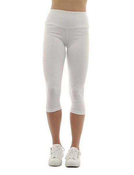 F&K-Mode Caprileggings Damen Capri 3/4 Leggings hoher Bund Baumwolle Hose h günstig online kaufen