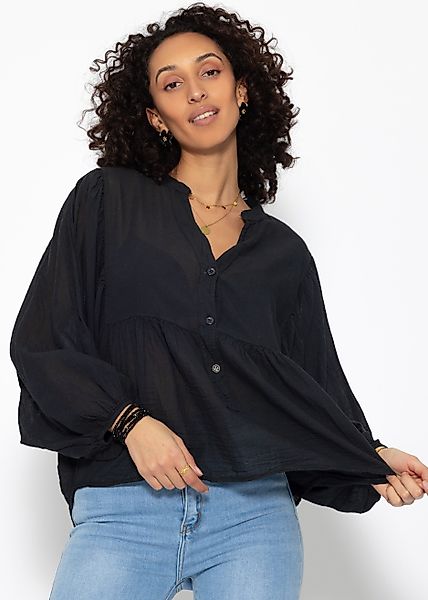 SASSYCLASSY Langarmbluse Oversize Musselin Bluse Damen günstig online kaufen