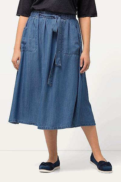 Ulla Popken Midirock Lyocell-Rock Jeansoptik A-Linie günstig online kaufen