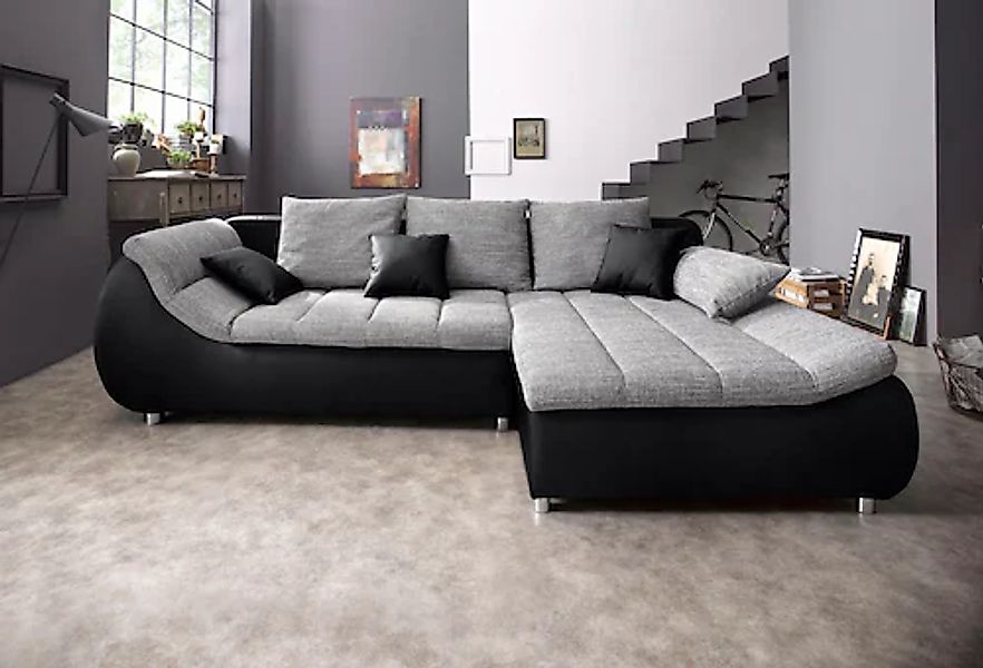 INOSIGN Ecksofa »Imola elegant und bequem, aktuelle Steppung im Sitz, L-For günstig online kaufen