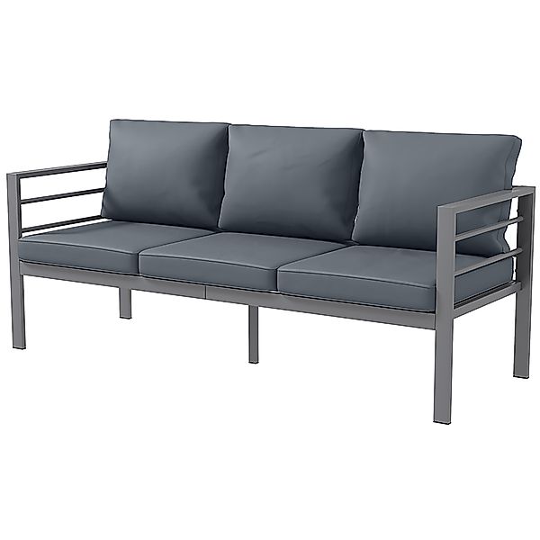 Outsunny Gartensofa 3-Sitzer Outdoor Sofa aus Aluminium mit Sitz- und Rücke günstig online kaufen