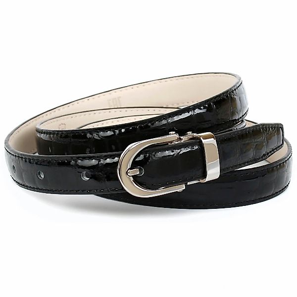 Anthoni Crown Ledergürtel, Schmaler Lackledergürtel mit Kroko-Prägung, glän günstig online kaufen
